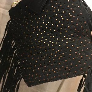 NEW Mossimo Suede and Gold Accent Crossbody Bag